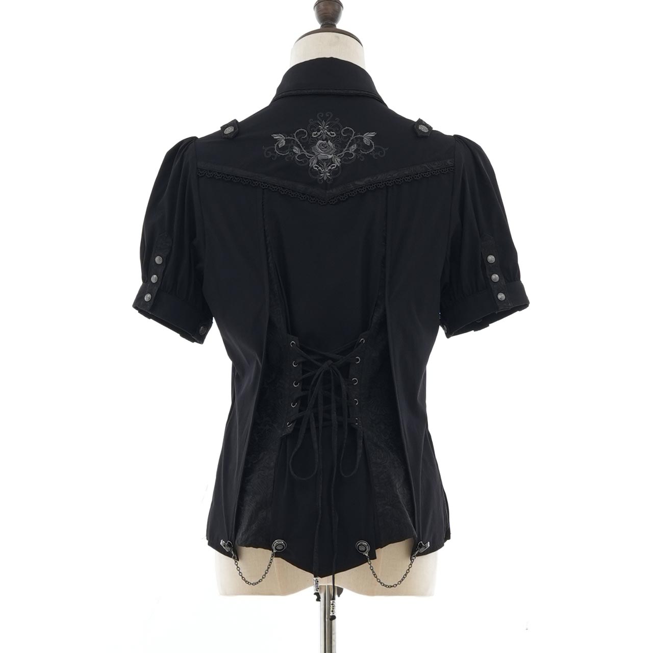 Whimsical Rosy Cats blouse with jabot【M】