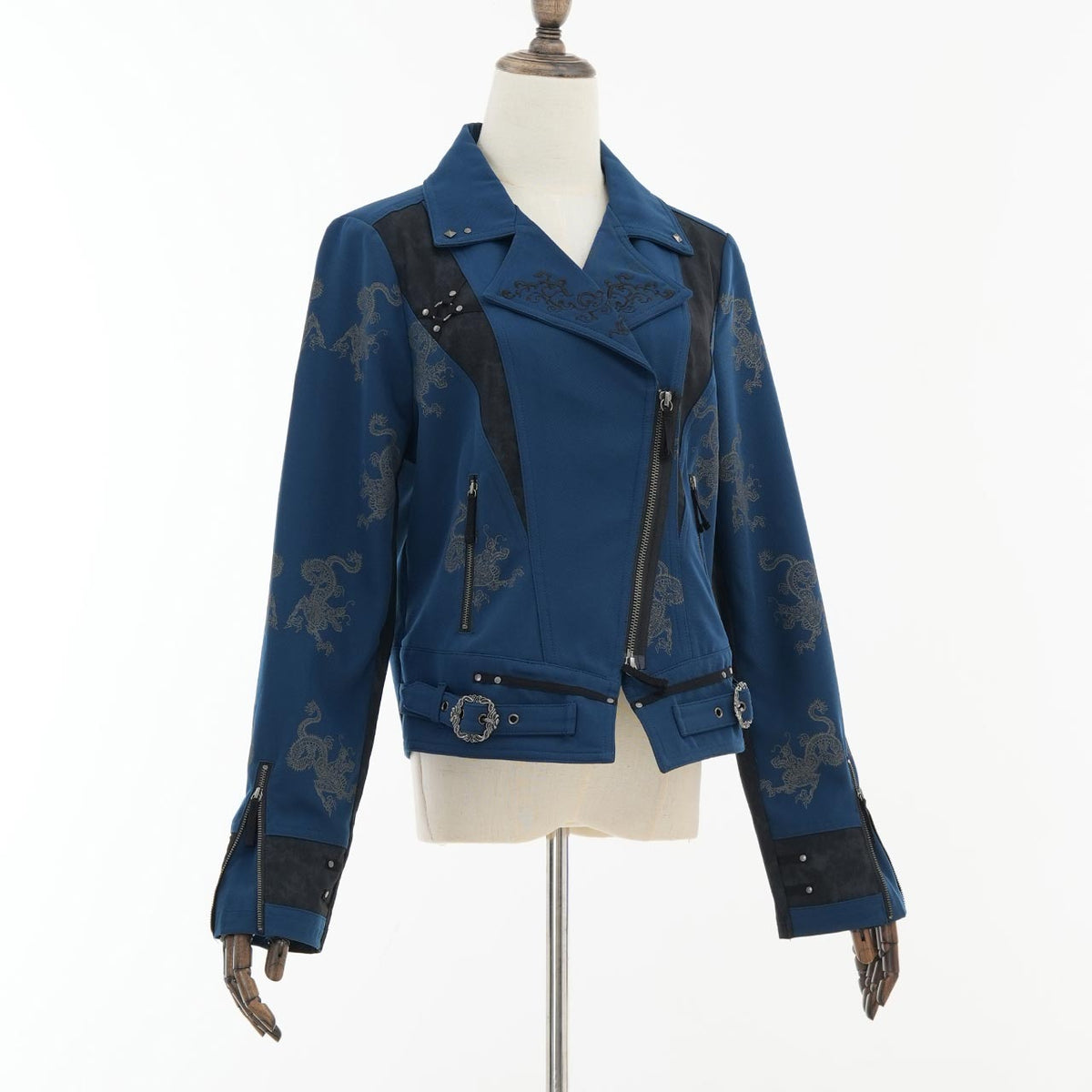 Elder Dragon Print Biker Jacket