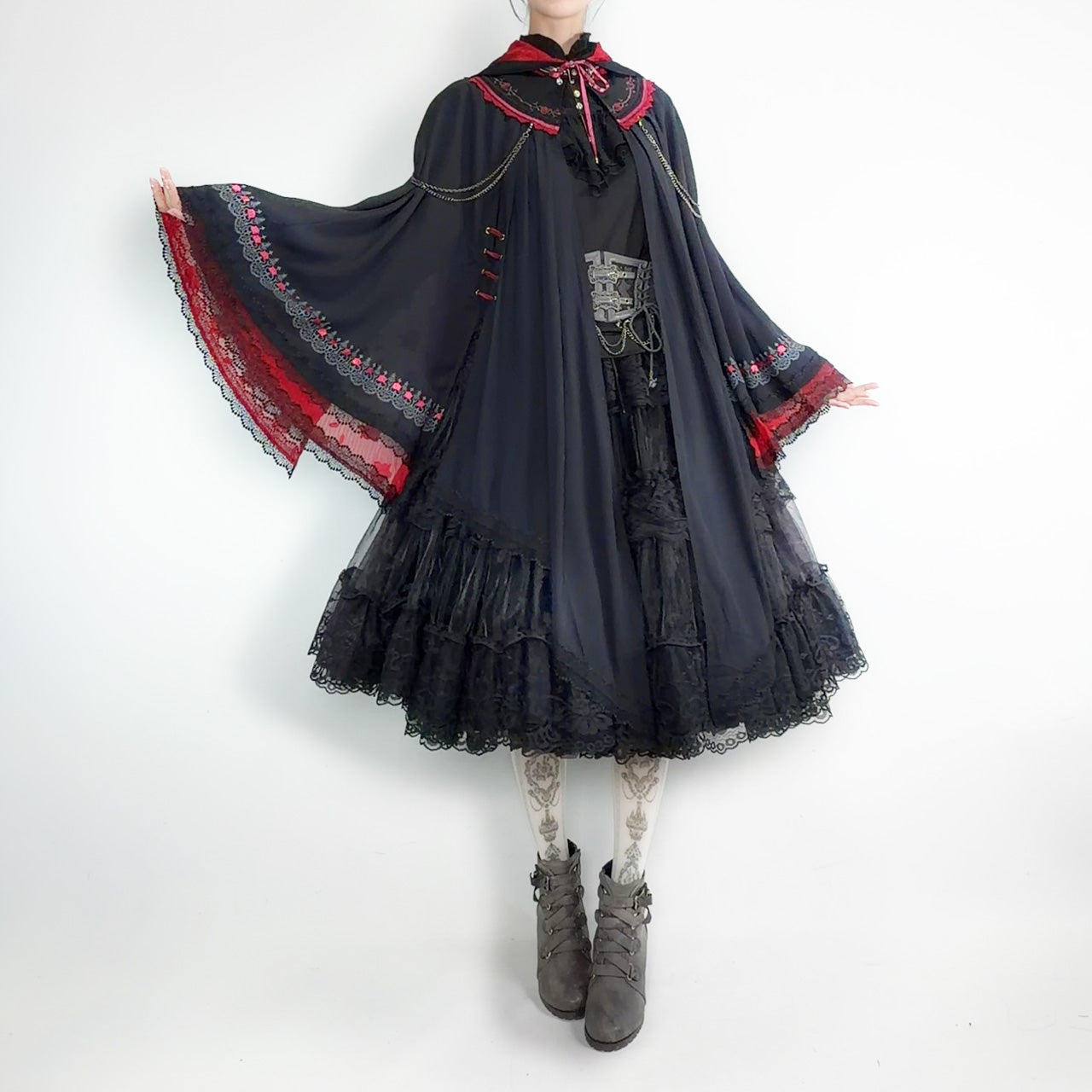 Whimsical Rosy Cats Cat Ear Cape