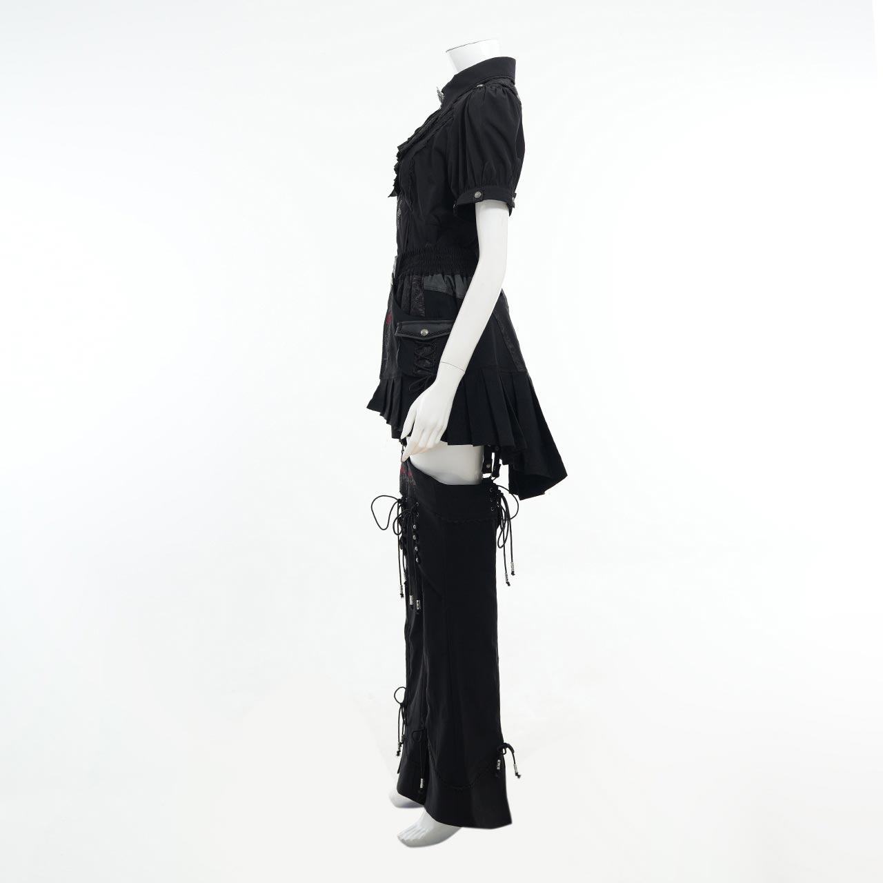 Whimsical Rosy Cats blouse with jabot 【L】