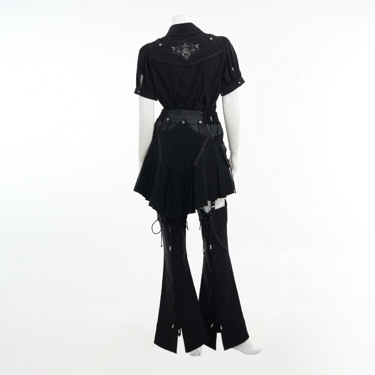 Whimsical Rosy Cats blouse with jabot 【L】