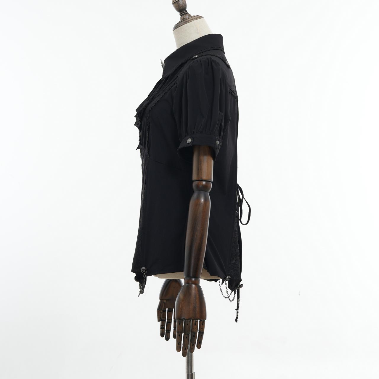 Whimsical Rosy Cats blouse with jabot 【L】
