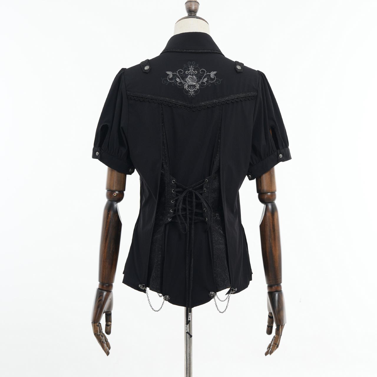 Whimsical Rosy Cats blouse with jabot 【L】