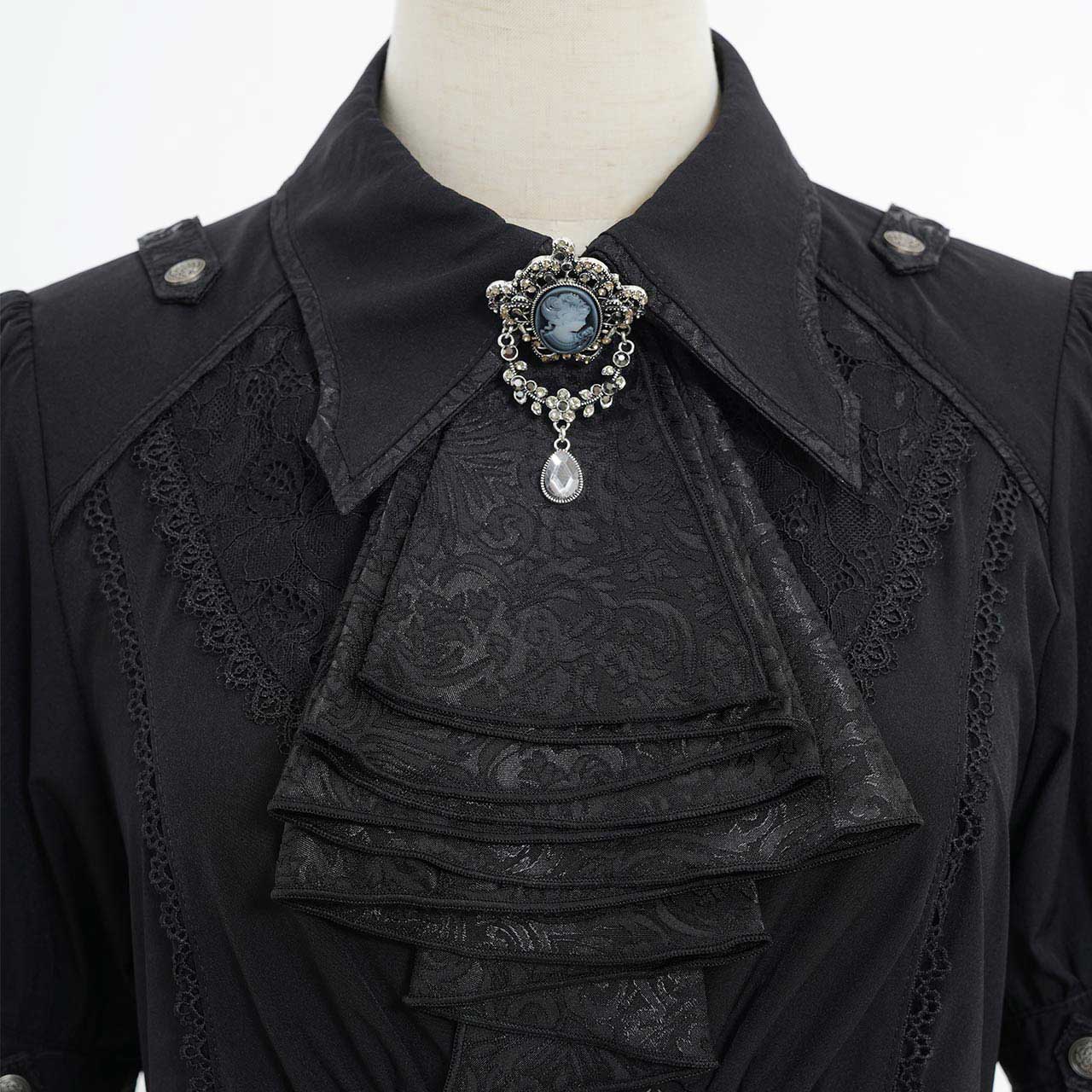 Whimsical Rosy Cats blouse with jabot 【L】