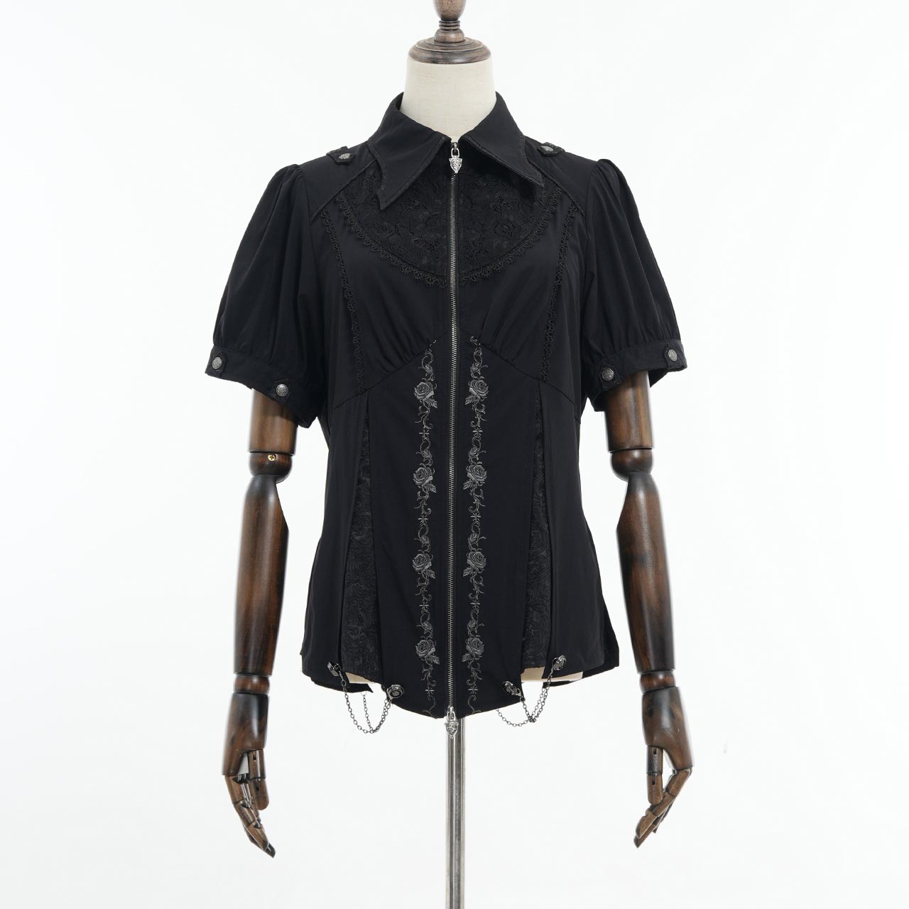 Whimsical Rosy Cats blouse with jabot 【L】
