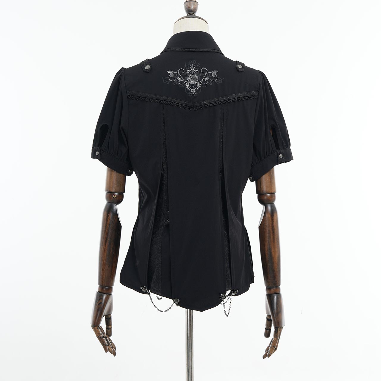 Whimsical Rosy Cats blouse with jabot 【L】