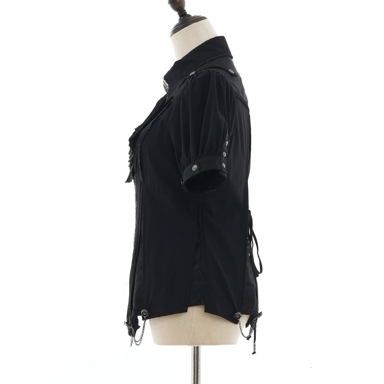 Whimsical Rosy Cats blouse with jabot【M】
