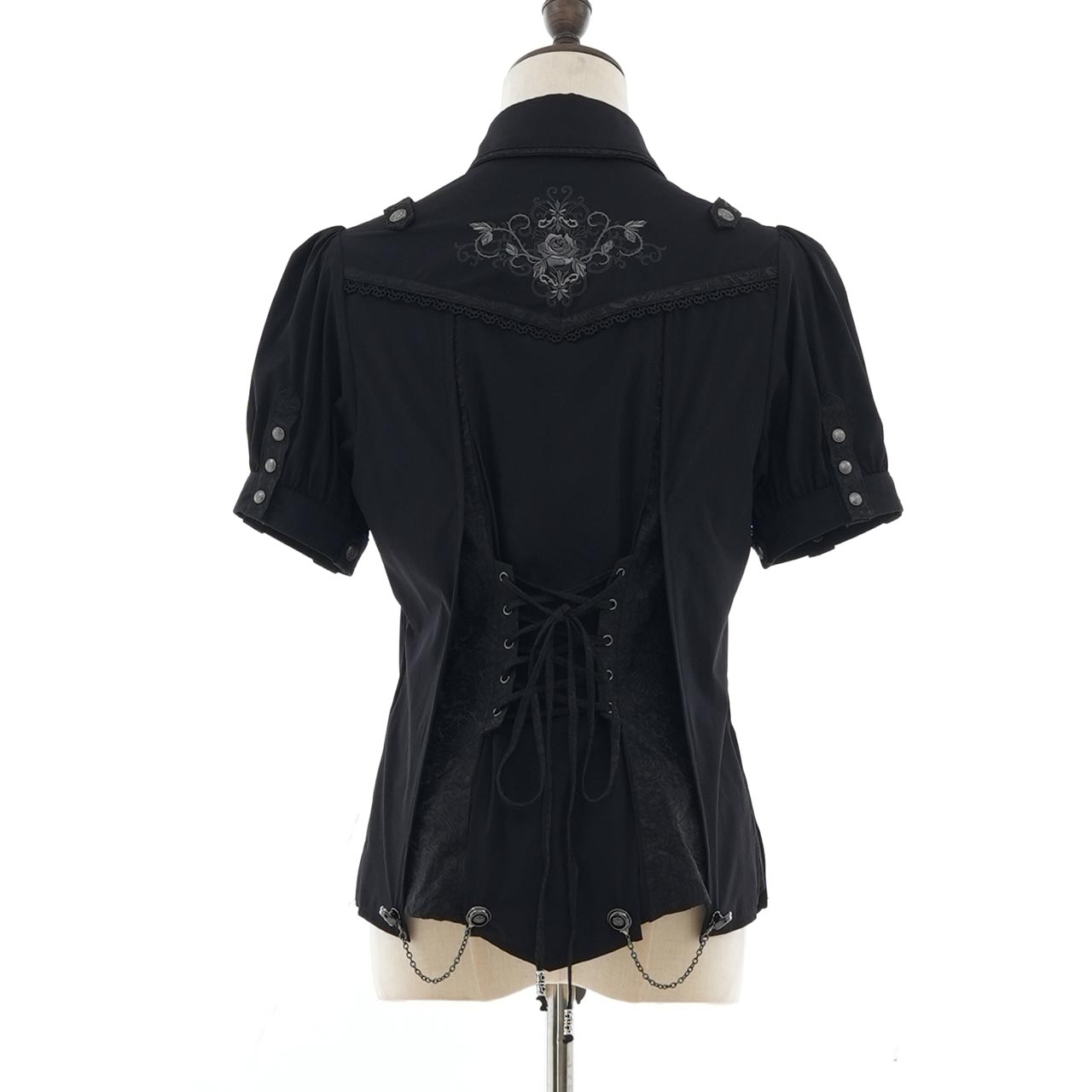 Whimsical Rosy Cats blouse with jabot【M】