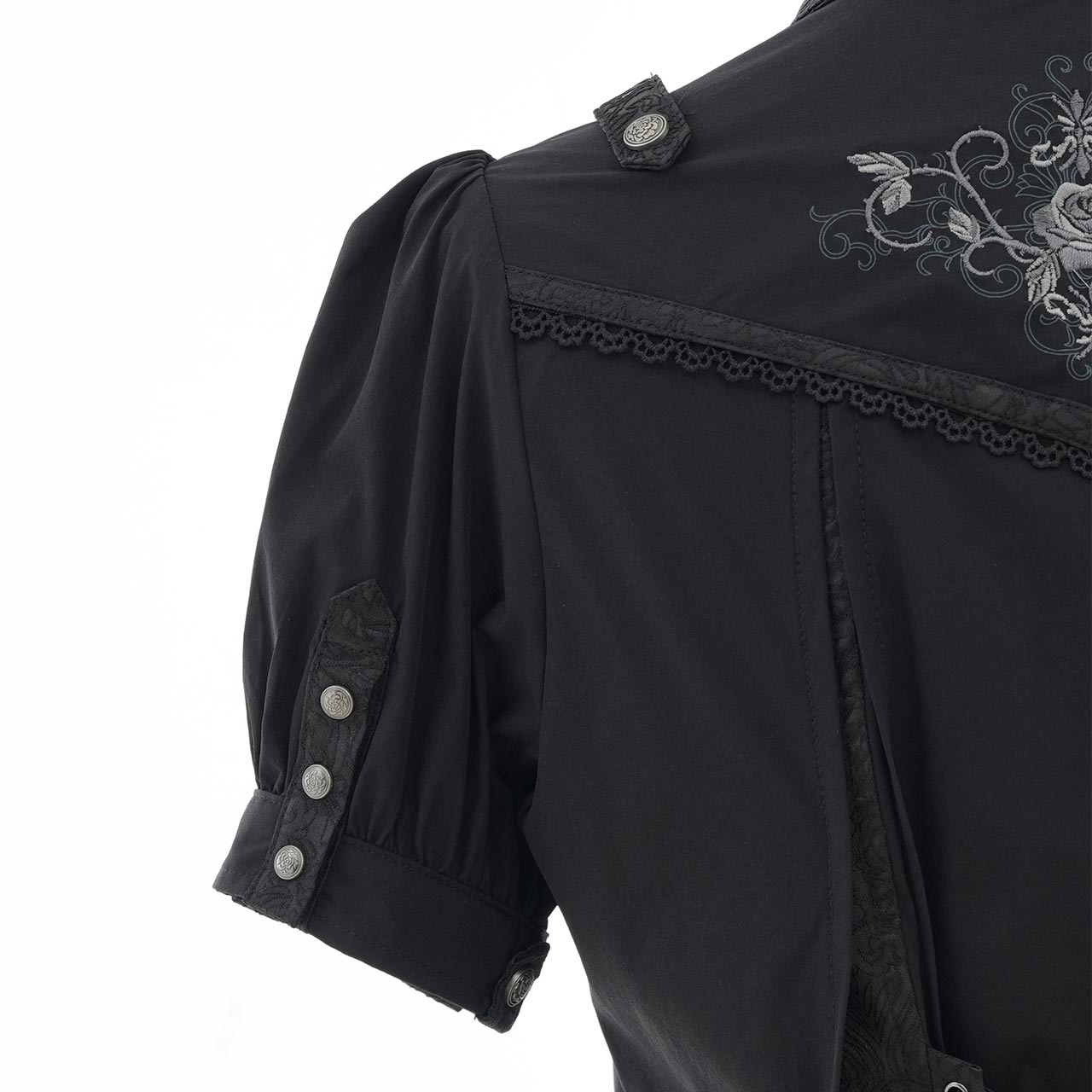 Whimsical Rosy Cats blouse with jabot【M】