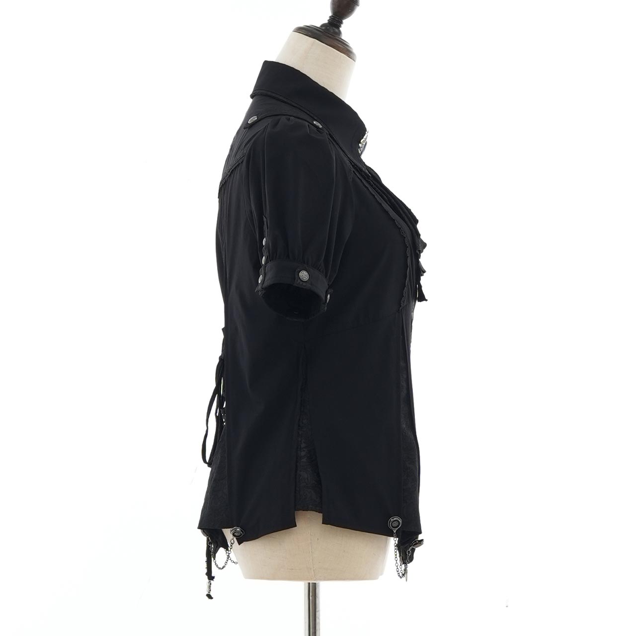 Whimsical Rosy Cats blouse with jabot【M】