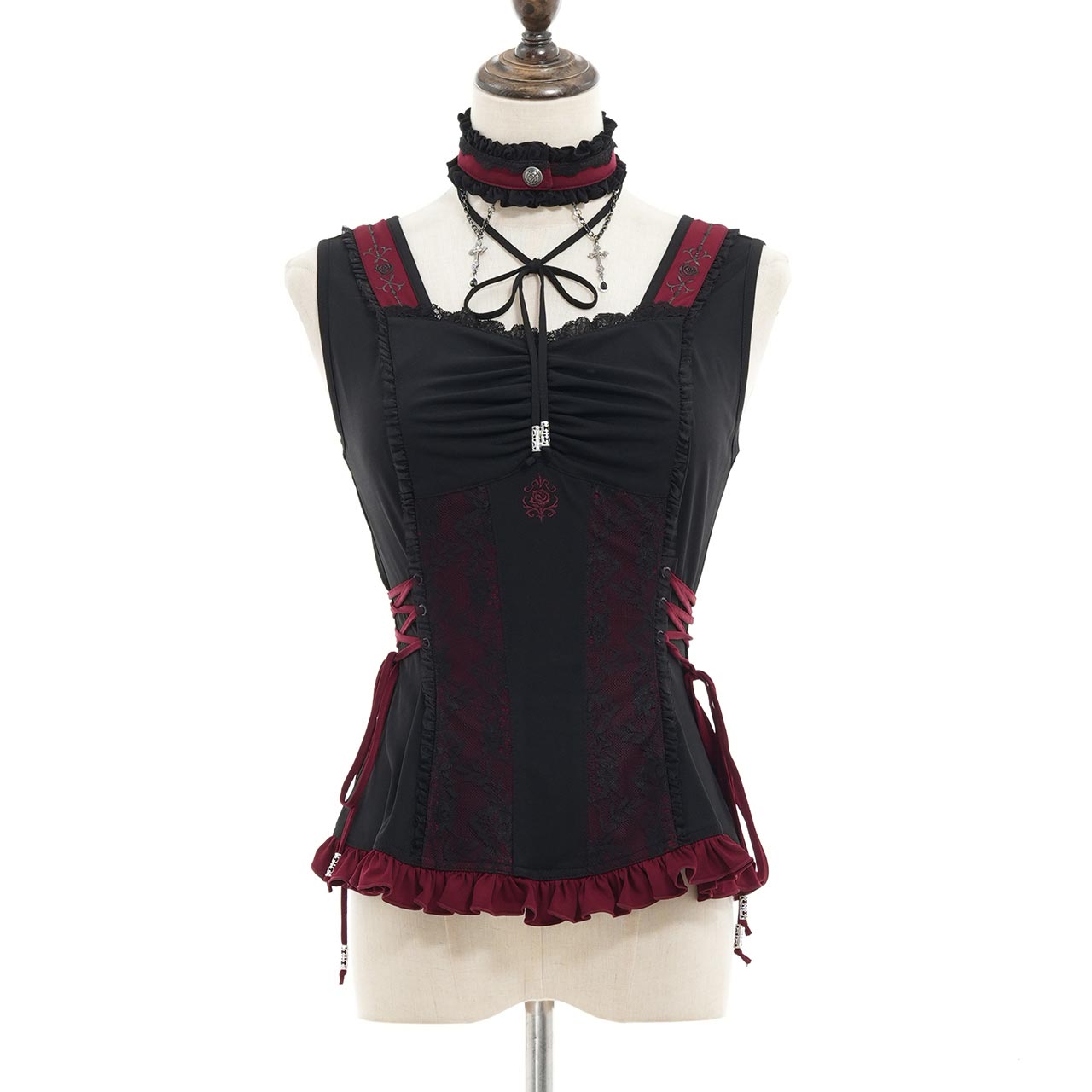 Whimsical Rosy Cats Lace-up Camisole