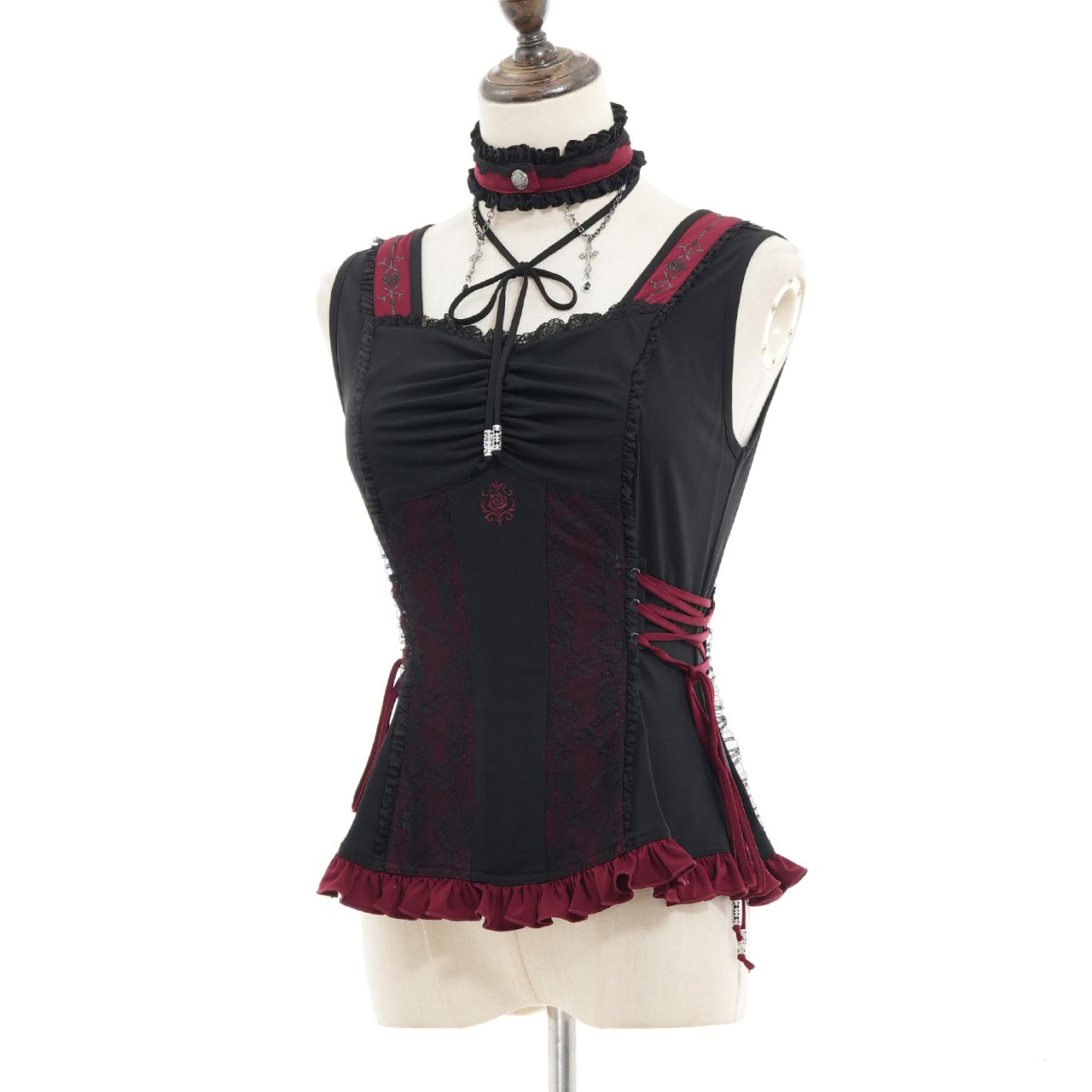 Whimsical Rosy Cats Lace-up Camisole
