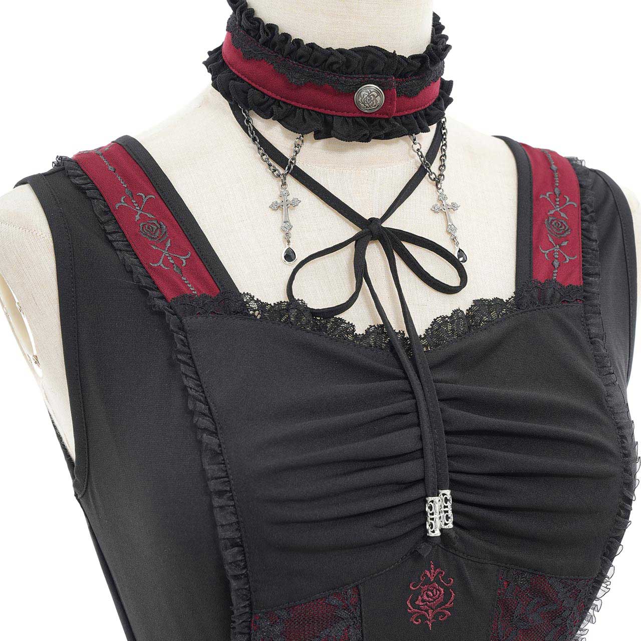 Whimsical Rosy Cats Lace-up Camisole