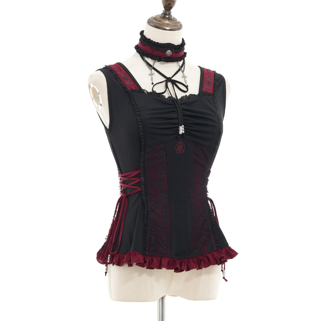 Whimsical Rosy Cats Lace-up Camisole