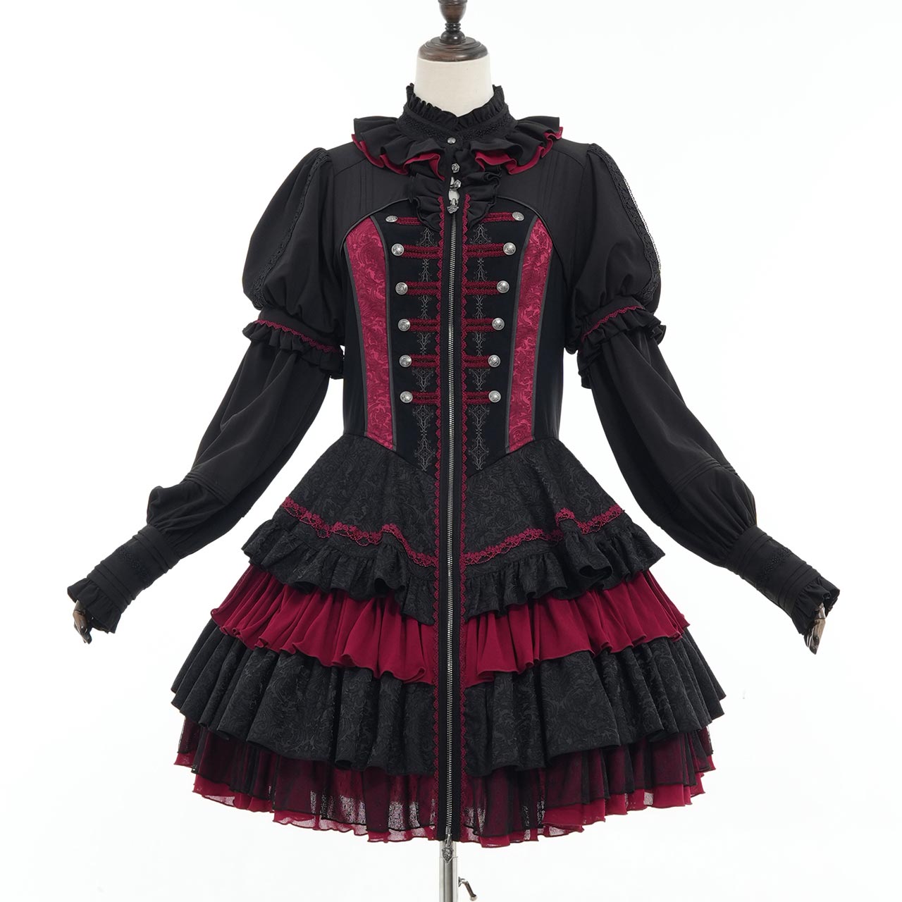 异想天开的玫瑰猫咪荷叶边连体裙【L】