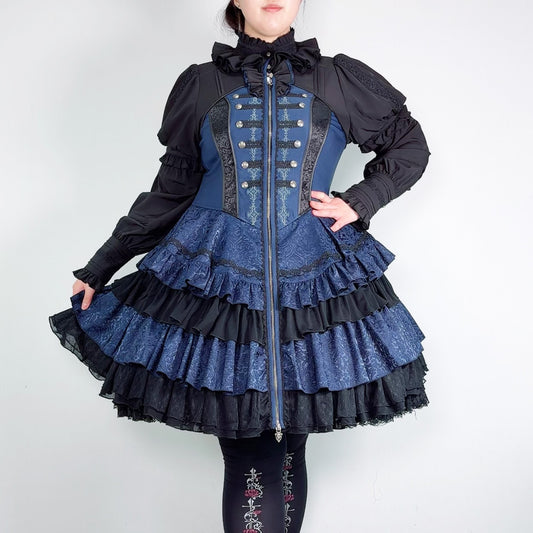 Whimsical Rosy Cats Frilled one-piece dress【L】