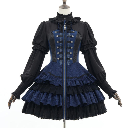 Whimsical Rosy Cats Frilled one-piece dress【M】