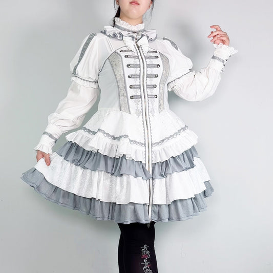 Whimsical Rosy Cats Frilled one-piece dress【L】