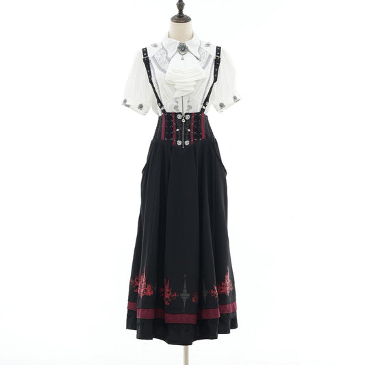 Whimsical Rosy Cats Long Skirt