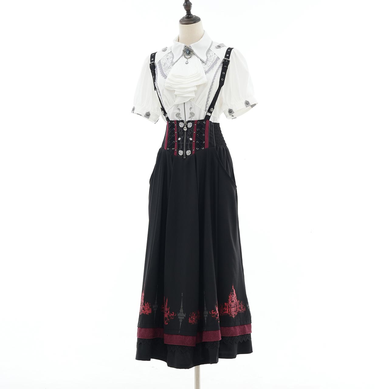 Whimsical Rosy Cats Long Skirt