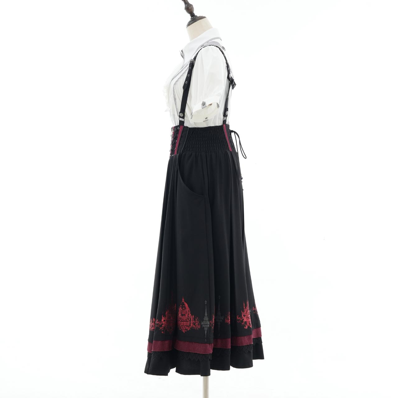 Whimsical Rosy Cats Long Skirt