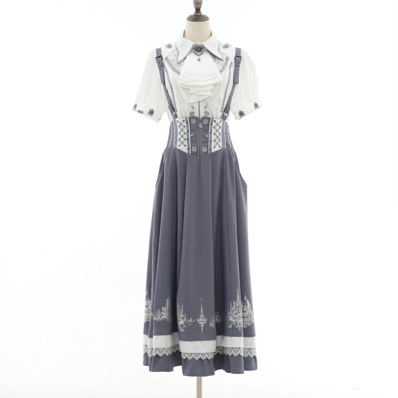 Whimsical Rosy Cats Long Skirt