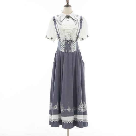 Whimsical Rosy Cats Long Skirt
