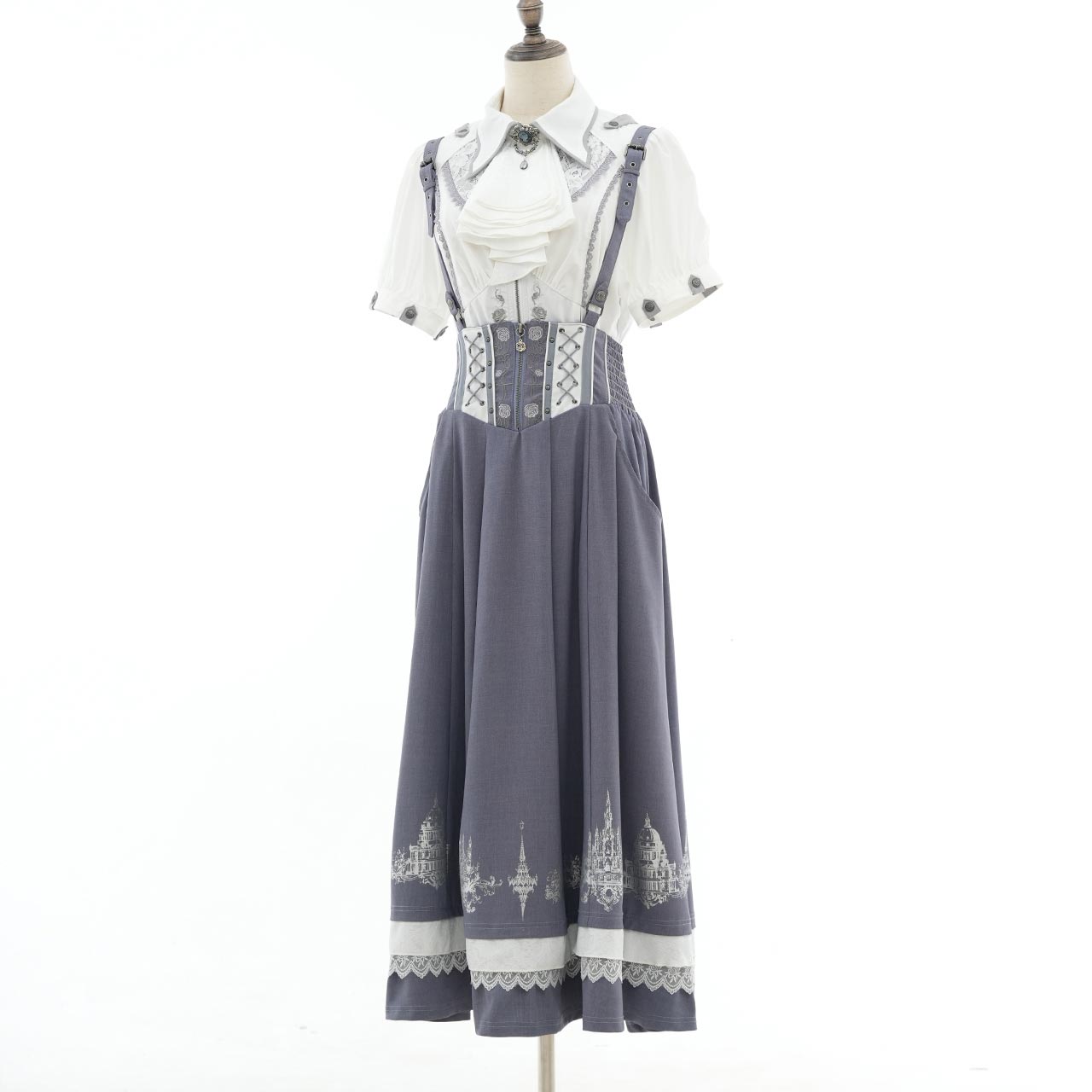 Whimsical Rosy Cats Long Skirt