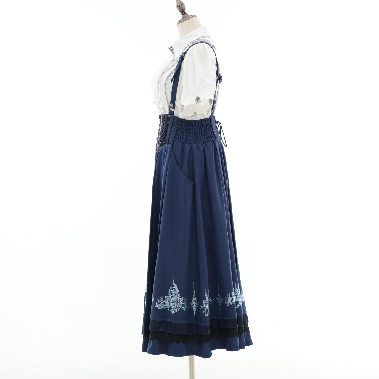 Whimsical Rosy Cats Long Skirt