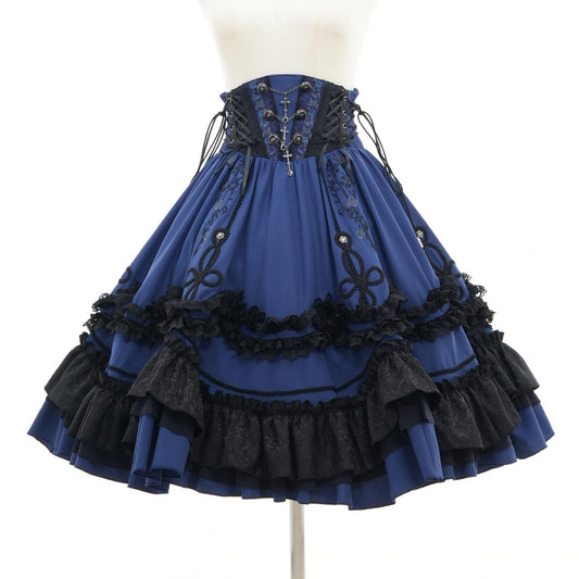 Whimsical Rosy Cats Frill skirt