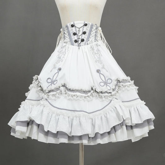 Whimsical Rosy Cats Frill skirt