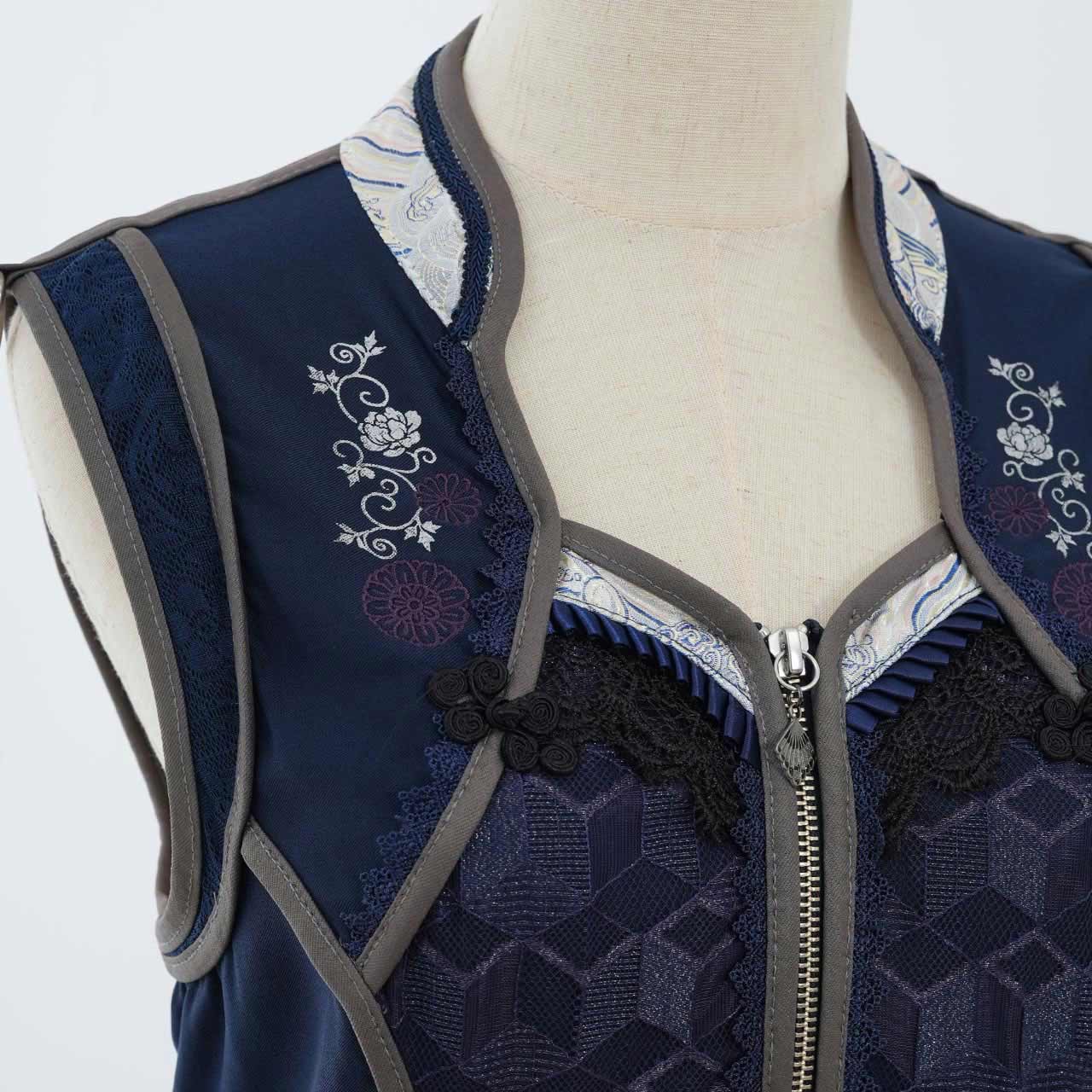 月光幻華 Asymmetrical Long Gilet 【L】