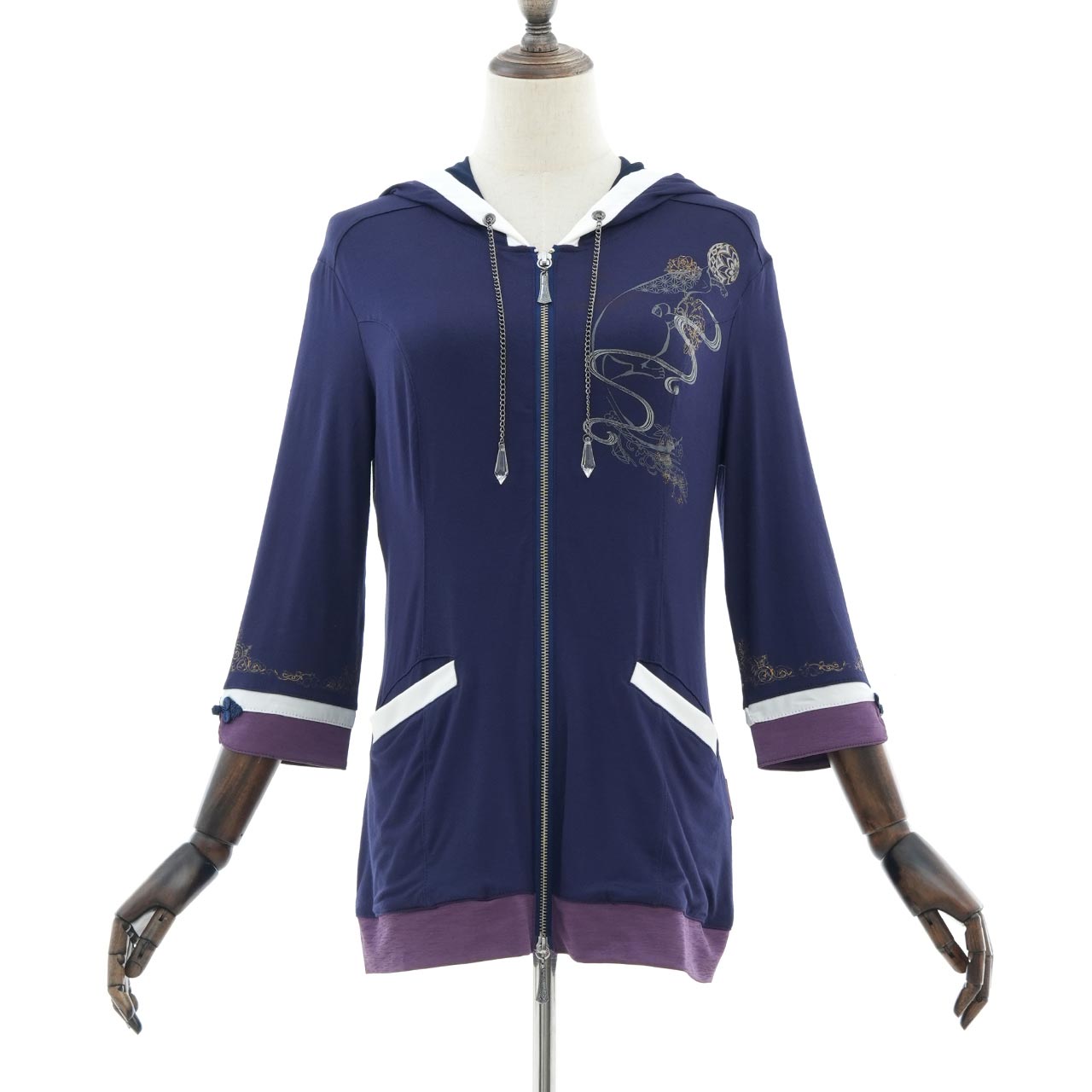 手毬猫和 Temari cat Japanese chain zip hoodie