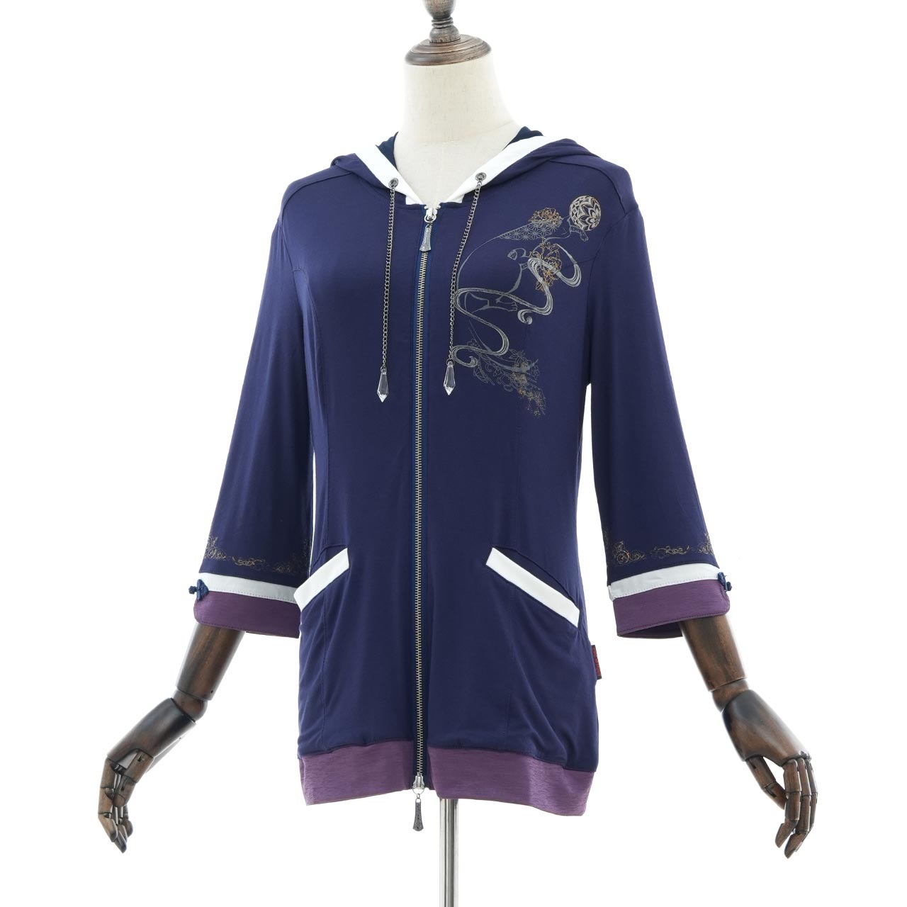 手毬猫和 Temari cat Japanese chain zip hoodie