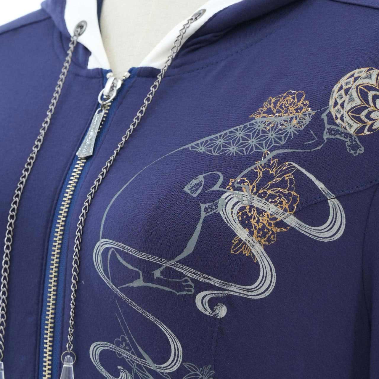 手毬猫和 Temari cat Japanese chain zip hoodie