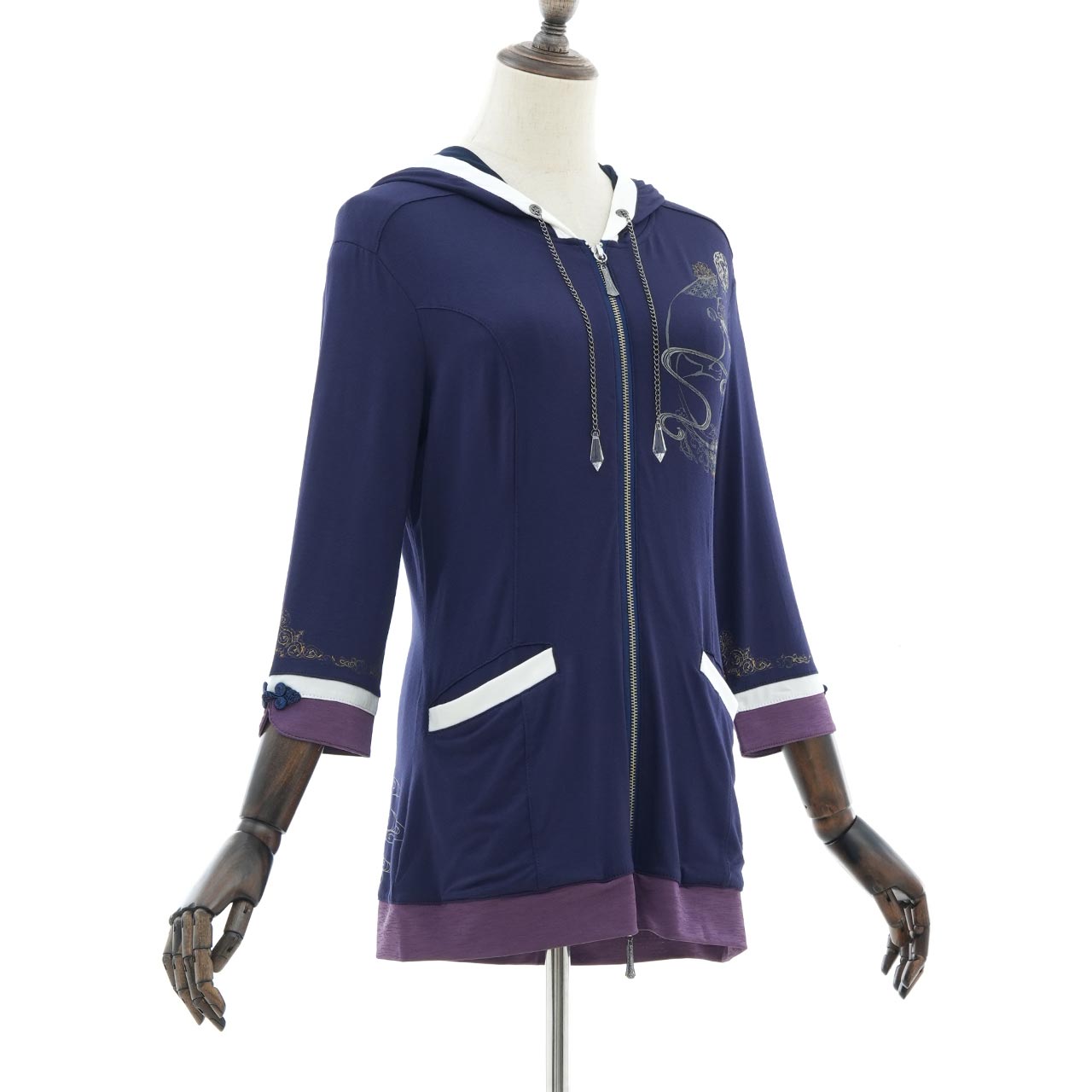 手毬猫和 Temari cat Japanese chain zip hoodie