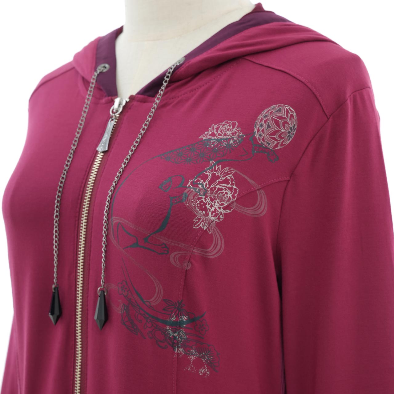 手毬猫和 Temari cat Japanese chain zip hoodie