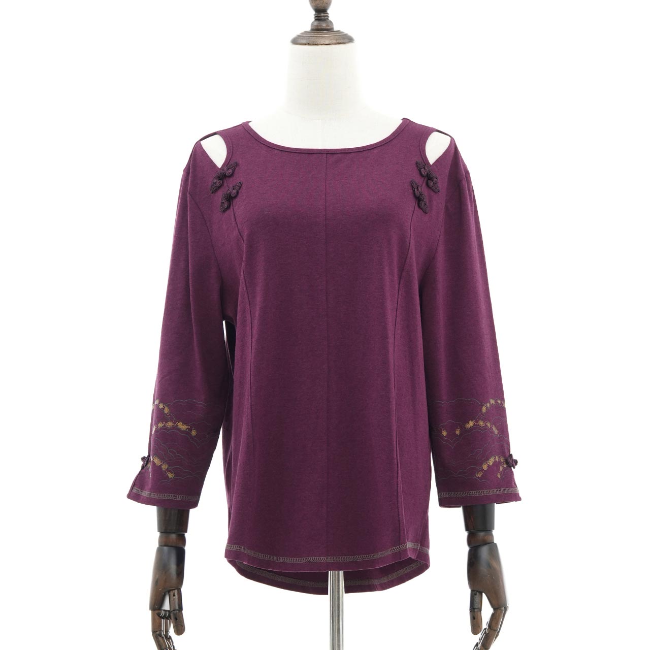 琉球浪漫物語 Ryukyu Romantic Story – Open-Shoulder Cut-and-Sew Top 【L】