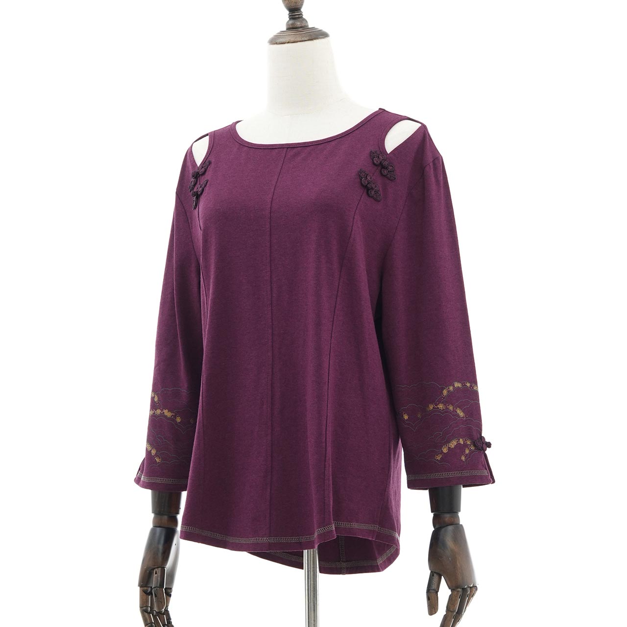 琉球浪漫物語 Ryukyu Romantic Story – Open-Shoulder Cut-and-Sew Top 【L】
