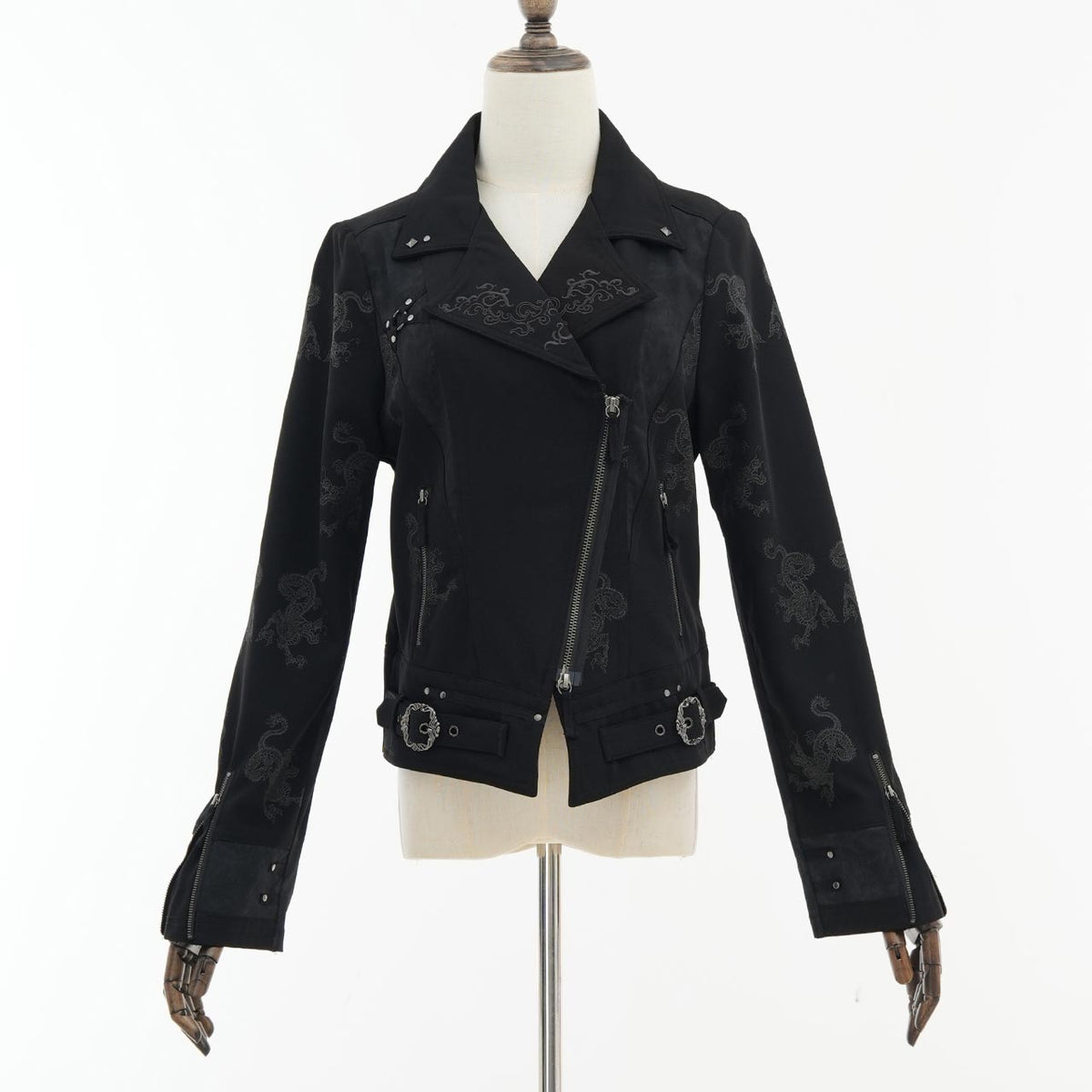 Elder Dragon Print Biker Jacket