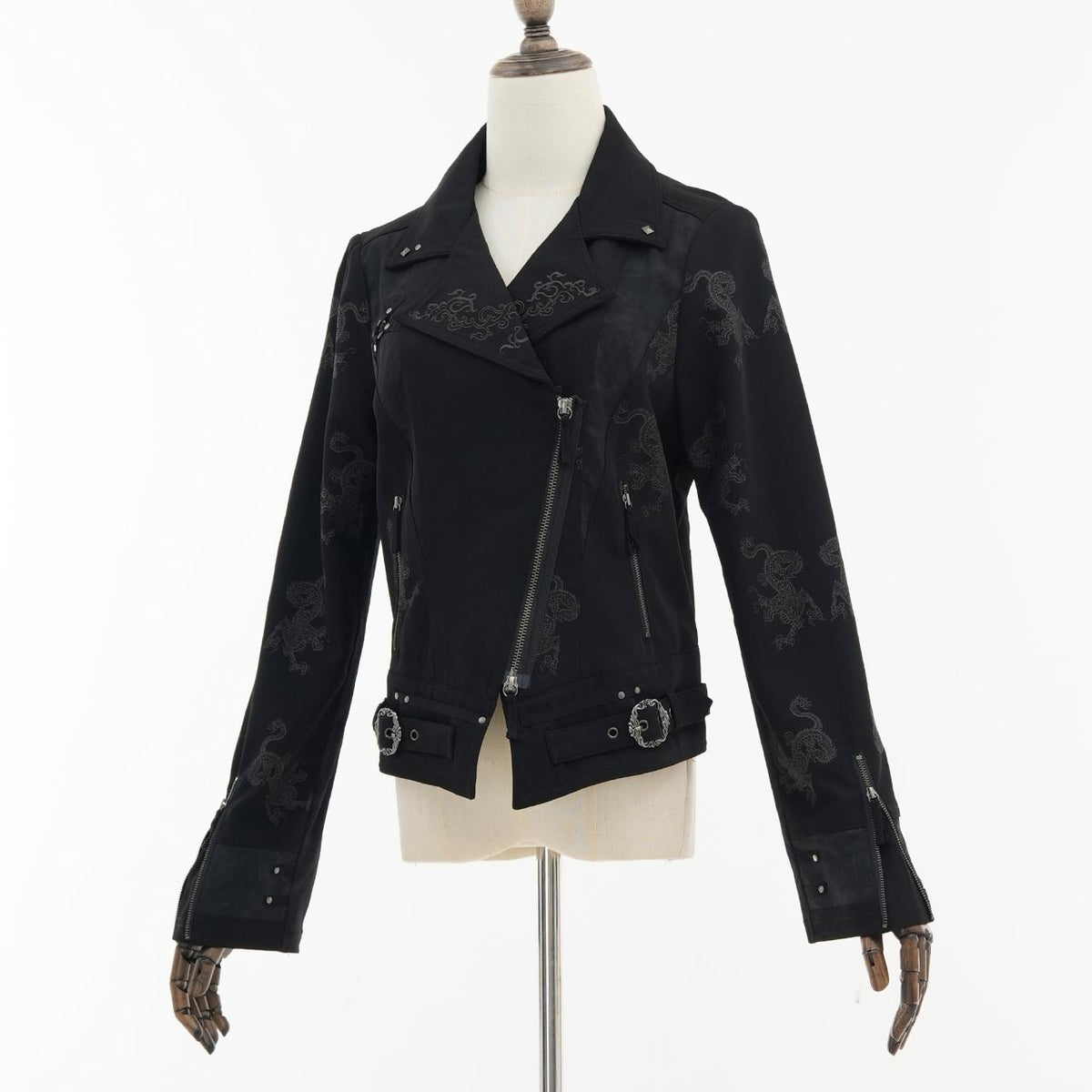 Elder Dragon Print Biker Jacket