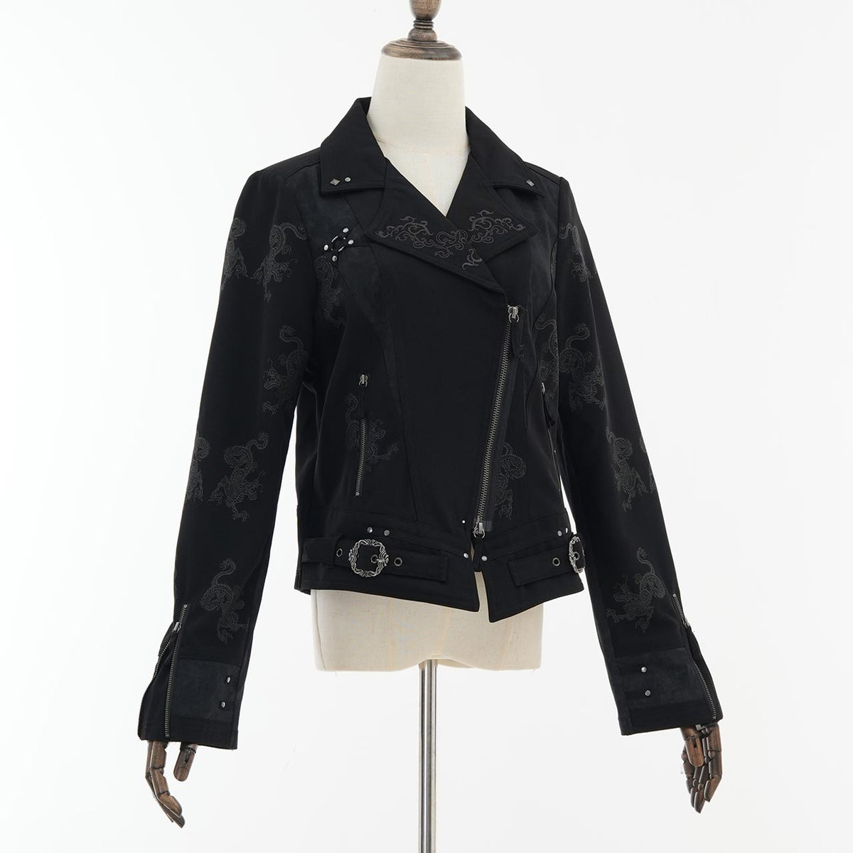 Elder Dragon Print Biker Jacket