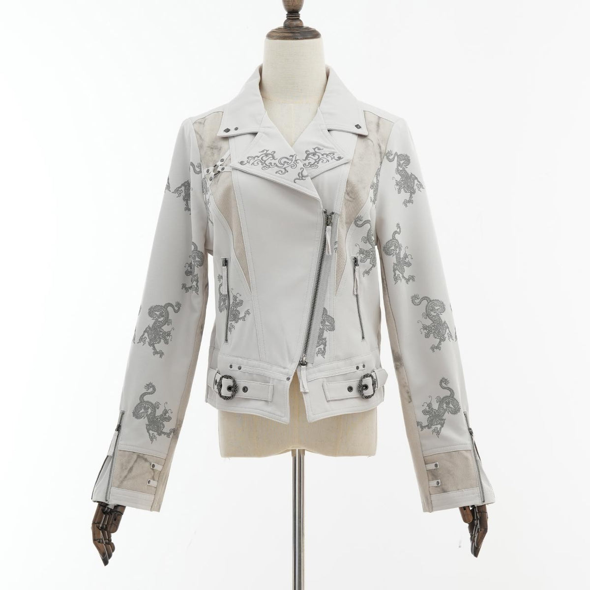 Elder Dragon Print Biker Jacket