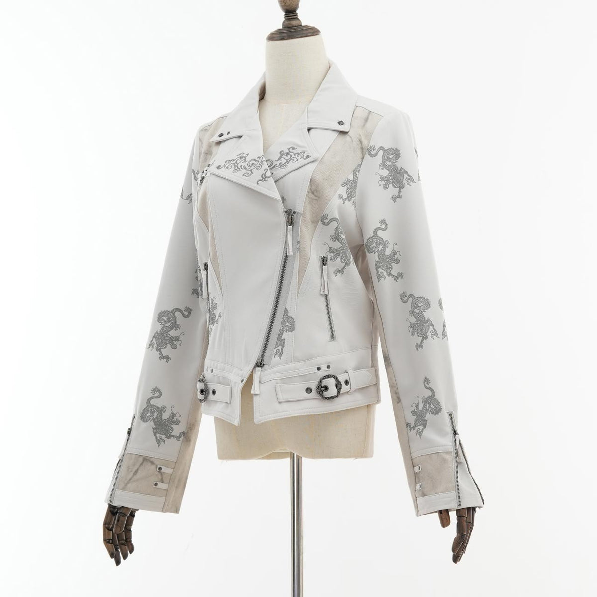 Elder Dragon Print Biker Jacket
