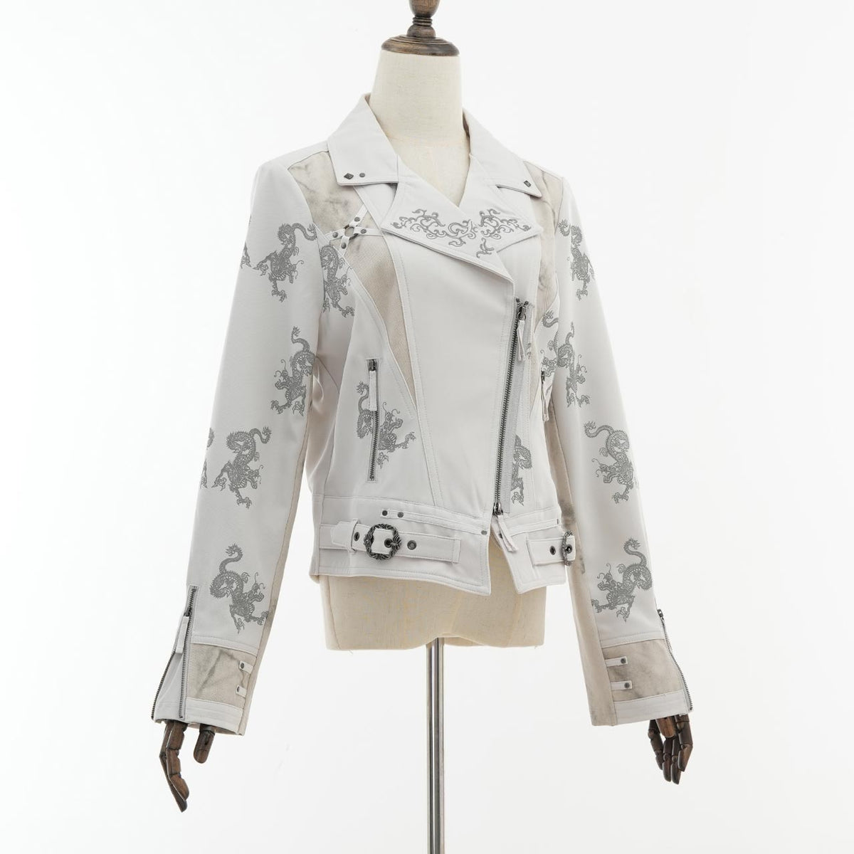 Elder Dragon Print Biker Jacket
