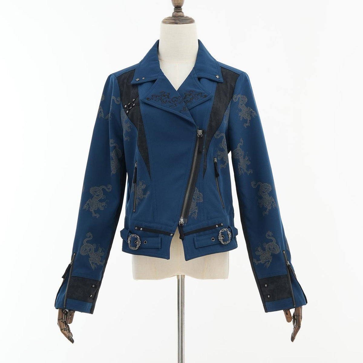 Elder Dragon Print Biker Jacket