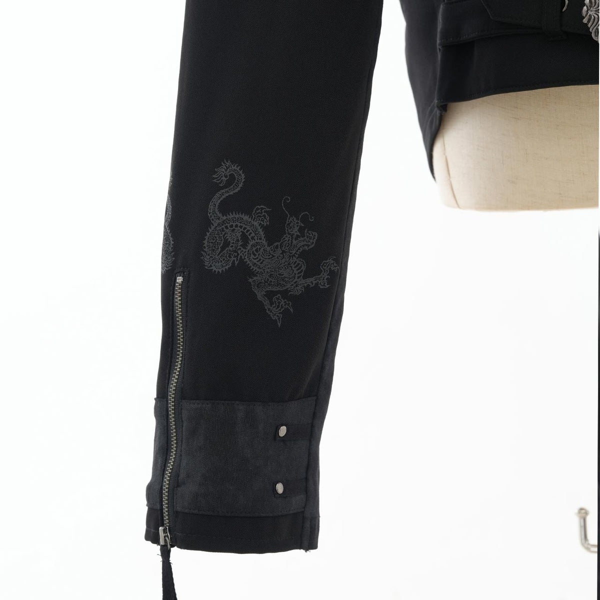 Ancient Dragon-Print Biker Jacket 【Men's】