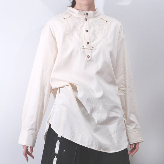 Henley neck shirt with dragon embroidery
