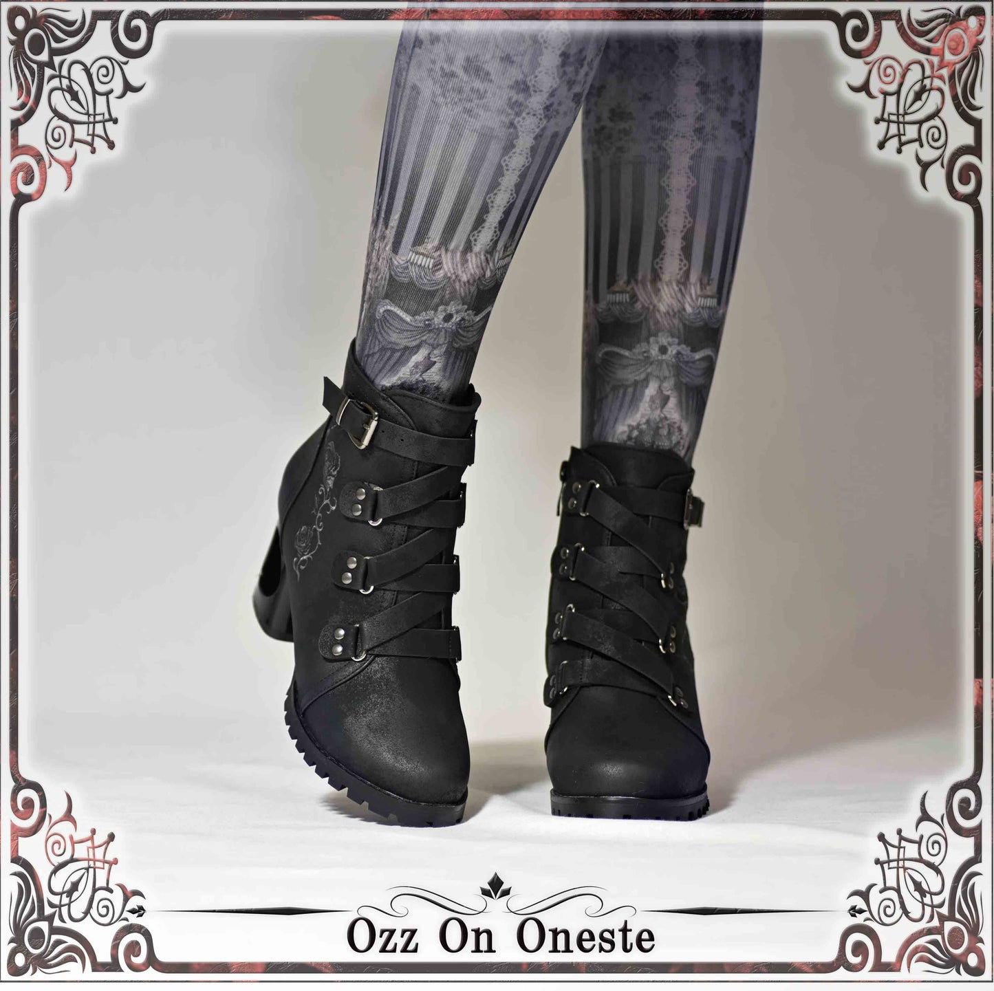 Rose embroidered short boots M
