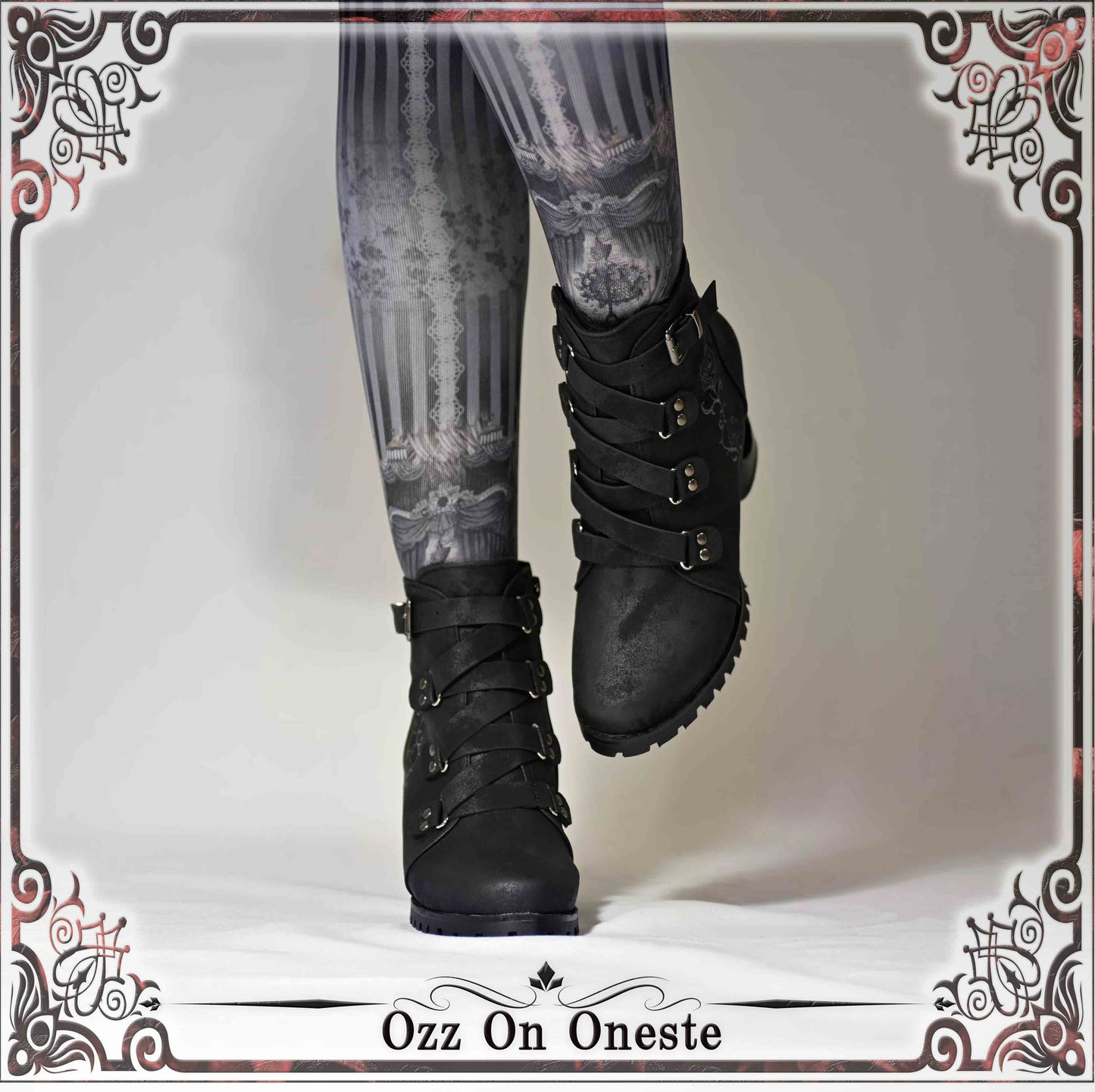 Rose embroidered short boots M